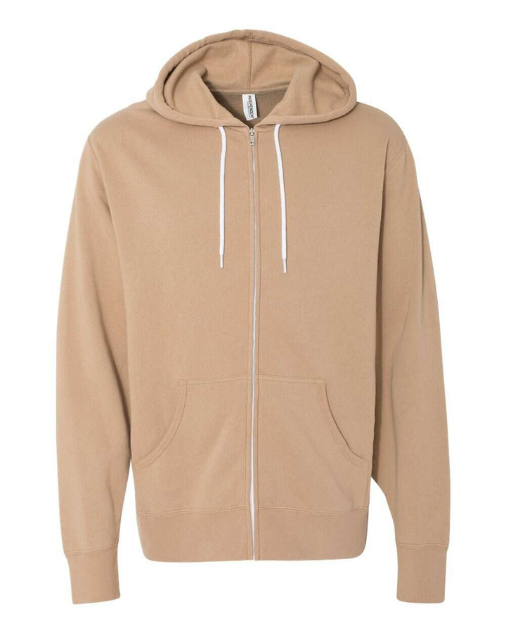 Lightweight Full-Zip Hooded Sweatshirt - AFX90UNZ - Sandstone / XS - Full-Zip Hoodie