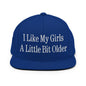 I Like My Girls a Little Bit Older Embroidered Flat Bill Brim Snapback Hat - Royal Blue