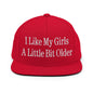 I Like My Girls a Little Bit Older Embroidered Flat Bill Brim Snapback Hat - Red