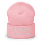 I Like My Girls a Little Bit Older Embroidered Knit Cuffed Beanie - Baby Pink