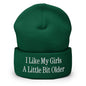 I Like My Girls a Little Bit Older Embroidered Knit Cuffed Beanie - Spruce