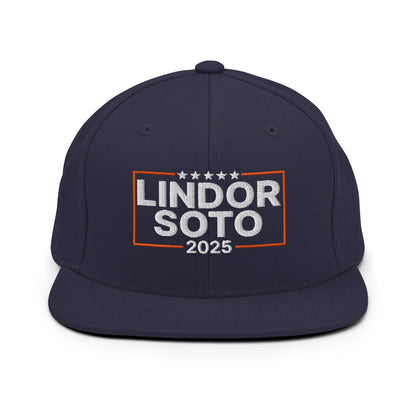 Lindor Soto 2025 Embroidered Flat Bill Brim Snapback Hat - Navy