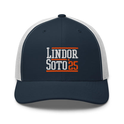 Lindor Soto ’25 2025 Embroidered Mesh Trucker Hat - Navy/ White