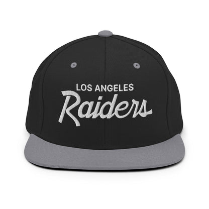 Los Angeles Raiders vintage sports script embroidered flat bill snapback hat