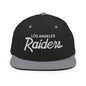 Los Angeles Raiders vintage sports script embroidered flat bill snapback hat
