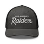 Gray Los Angeles Raiders vintage sports script embroidered mesh trucker hat for men