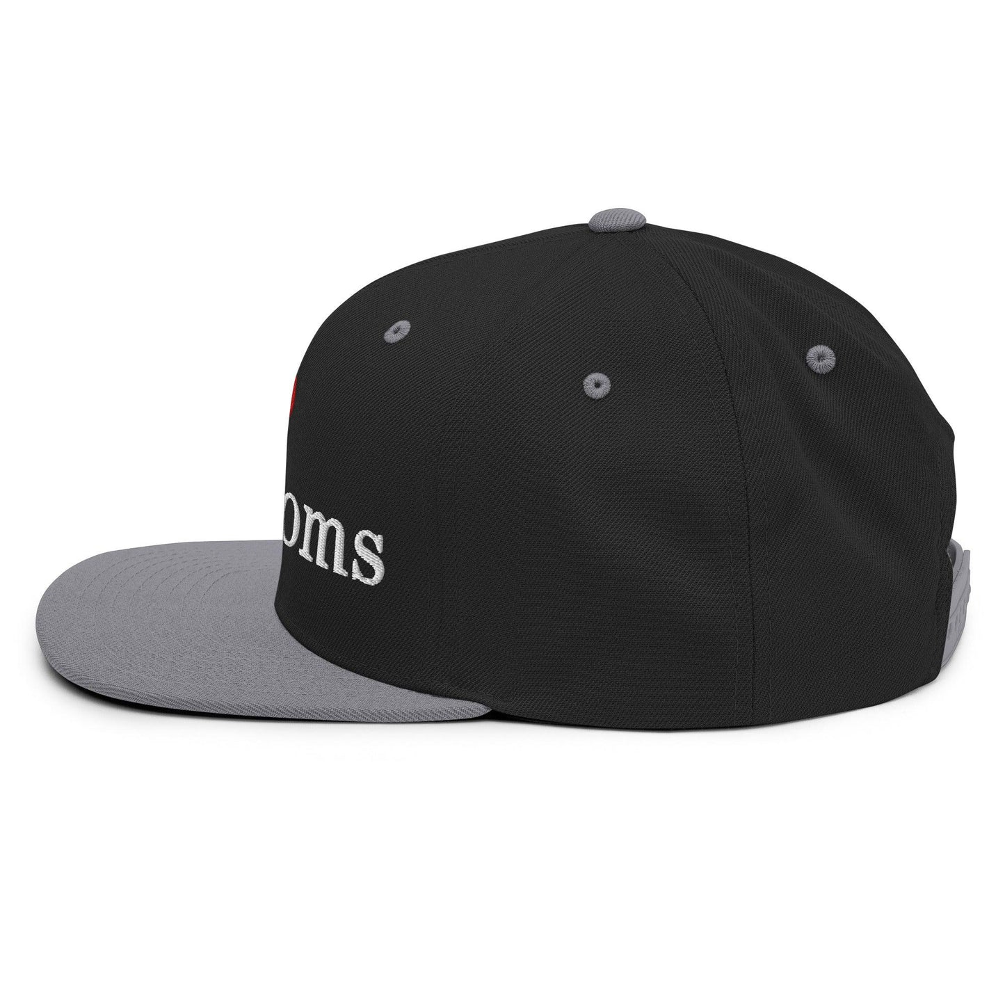 I Love Hot Moms Embroidered Flat Bill Brim Snapback Hat
