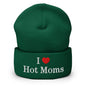 I Love Hot Moms Embroidered Knit Cuffed Beanie - Spruce