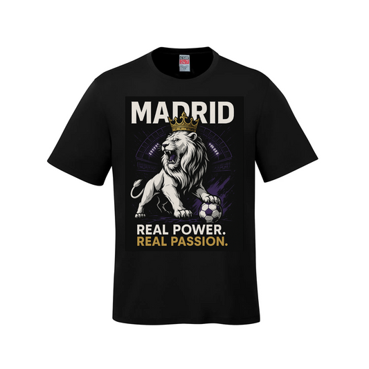 Madrid Rises – Real Power Passion Fanfare T-Shirt (White & Black Editions) - Small - T-Shirts