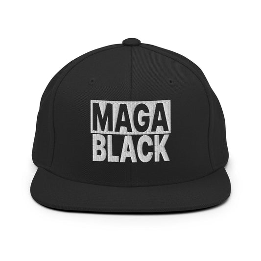 MAGA Black Flat Bill Brim Snapback Hat - Headwear