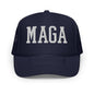 Navy blue MAGA Make America Great Again block embroidered foam trucker hat
