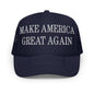 Navy blue MAGA Make America Great Again embroidered foam trucker hat for promotional wear