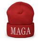 MAGA Make America Great Again Embroidered Knit Cuffed Beanie - Red
