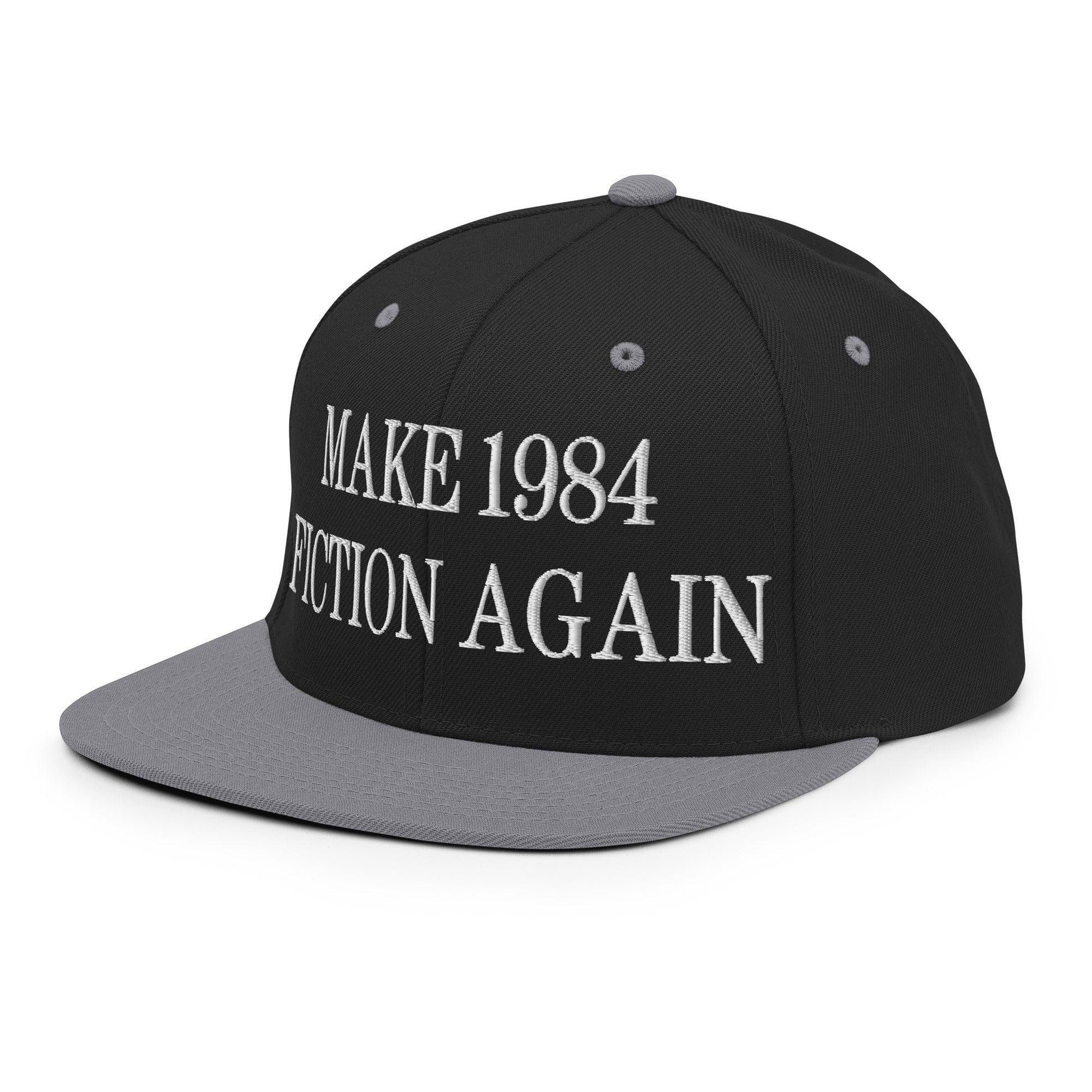 Make 1984 Fiction Again Embroidered Flat Bill Brim Snapback Hat