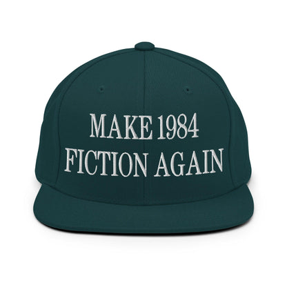 Make 1984 Fiction Again Embroidered Flat Bill Brim Snapback Hat - Spruce