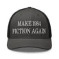 Make 1984 Fiction Again Embroidered Mesh Trucker Hat - Charcoal/ Black