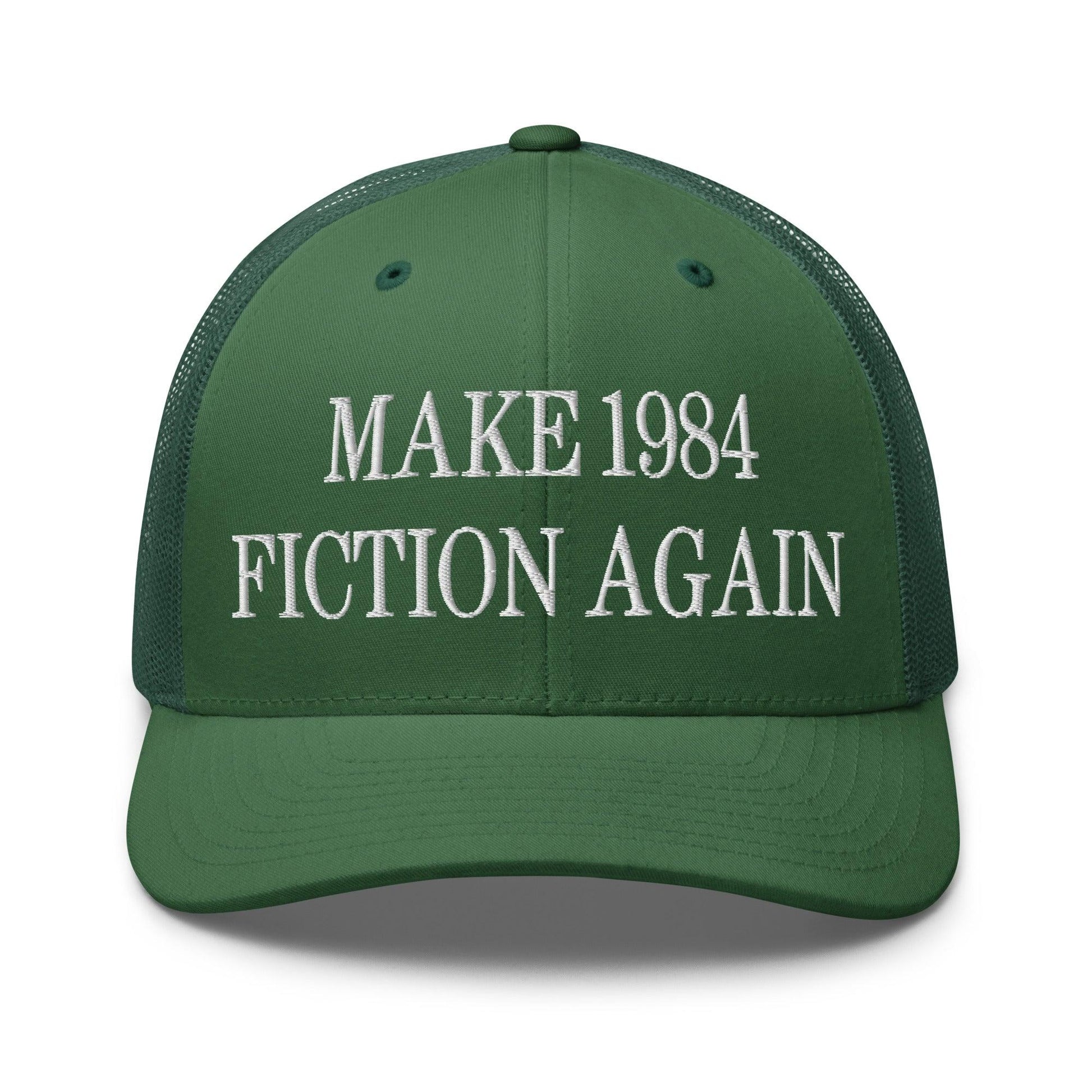 Make 1984 Fiction Again Embroidered Mesh Trucker Hat - Evergreen