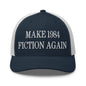 Make 1984 Fiction Again Embroidered Mesh Trucker Hat - Navy/ White