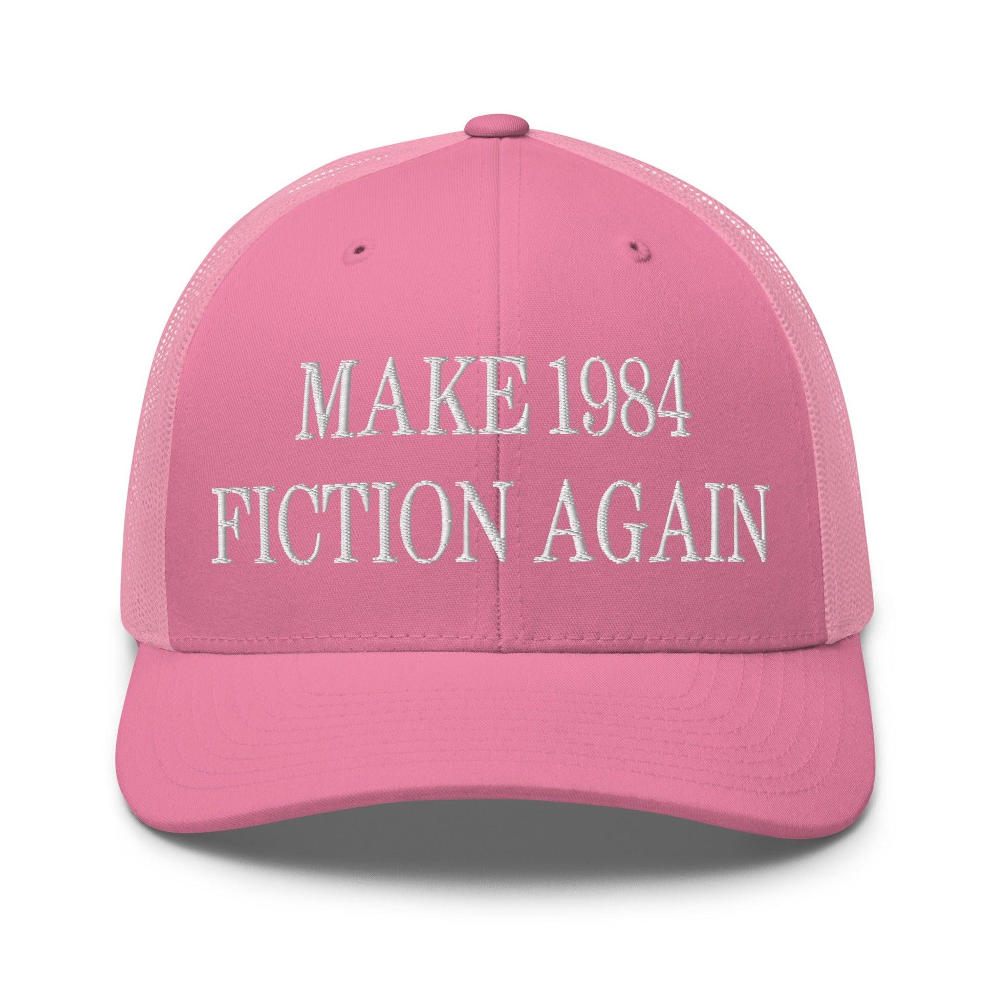 Make 1984 Fiction Again Embroidered Mesh Trucker Hat - Pink