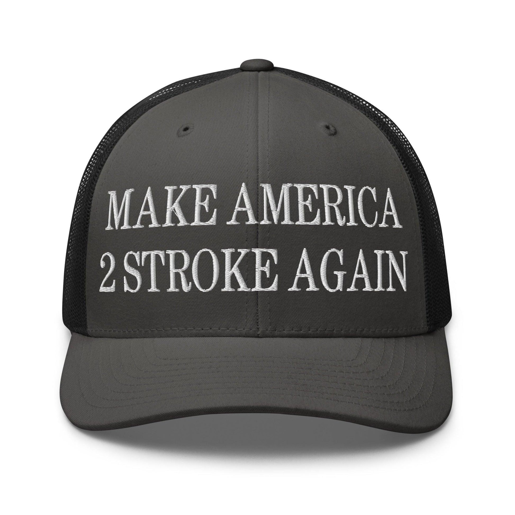 Make Us 2 Stroke Again Embroidered Mesh Trucker Hat - Charcoal/ Black