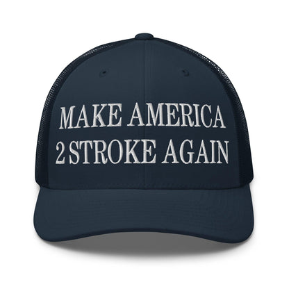 Make Us 2 Stroke Again Embroidered Mesh Trucker Hat - Navy