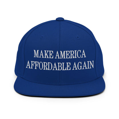 Make Us Affordable Again Embroidered Flat Bill Brim Snapback Hat - Royal Blue