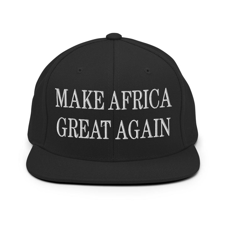 Make Africa Great Again Embroidered Flat Bill Brim Snapback Hat - Black
