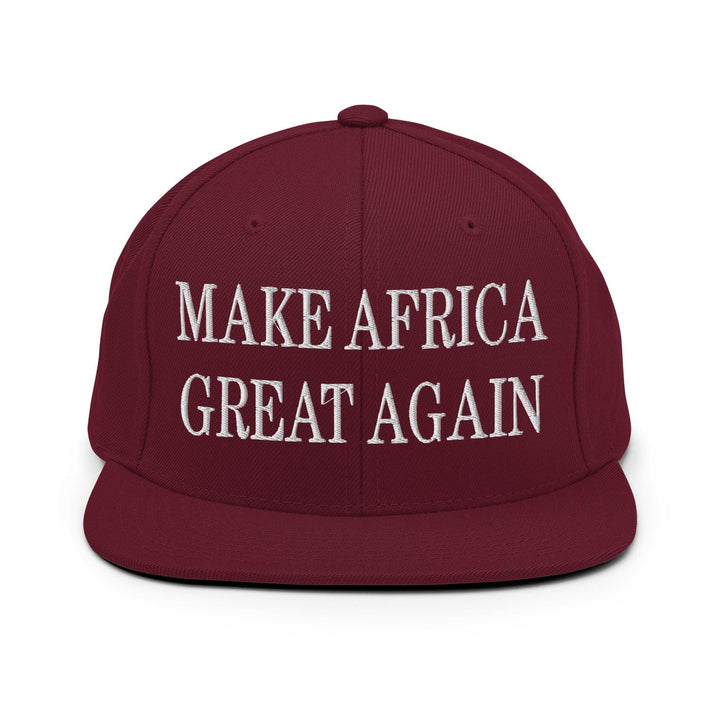 Make Africa Great Again Embroidered Flat Bill Brim Snapback Hat - Maroon