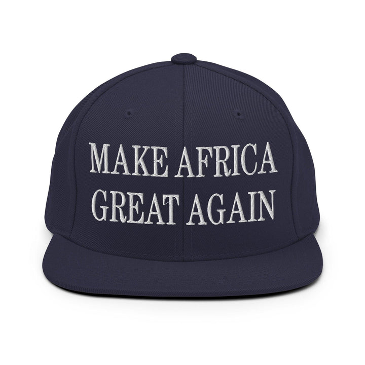 Make Africa Great Again Embroidered Flat Bill Brim Snapback Hat - Navy