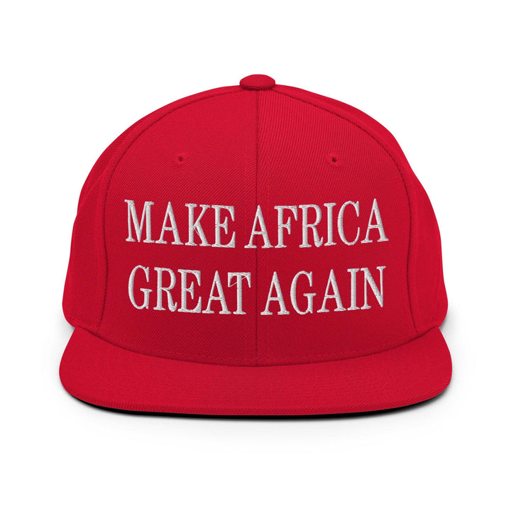 Make Africa Great Again Embroidered Flat Bill Brim Snapback Hat - Red