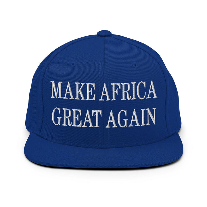 Make Africa Great Again Embroidered Flat Bill Brim Snapback Hat - Royal Blue