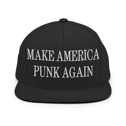 Make It Again Embroidered Flat Bill Brim Snapback Hat - Black
