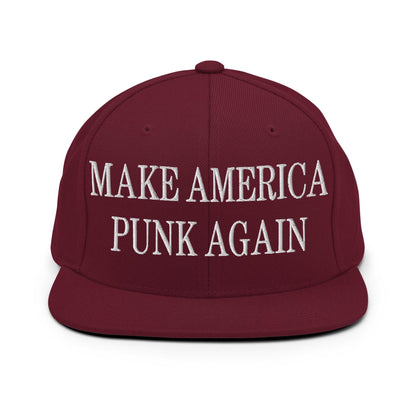 Make It Again Embroidered Flat Bill Brim Snapback Hat - Maroon