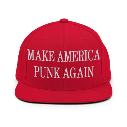 Make It Again Embroidered Flat Bill Brim Snapback Hat - Red