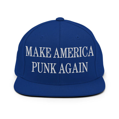 Make It Again Embroidered Flat Bill Brim Snapback Hat - Royal Blue