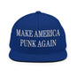 Make It Again Embroidered Flat Bill Brim Snapback Hat - Royal Blue