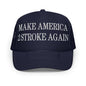Navy blue Make America 2 Stroke Again embroidered foam trucker hat for outdoor wear