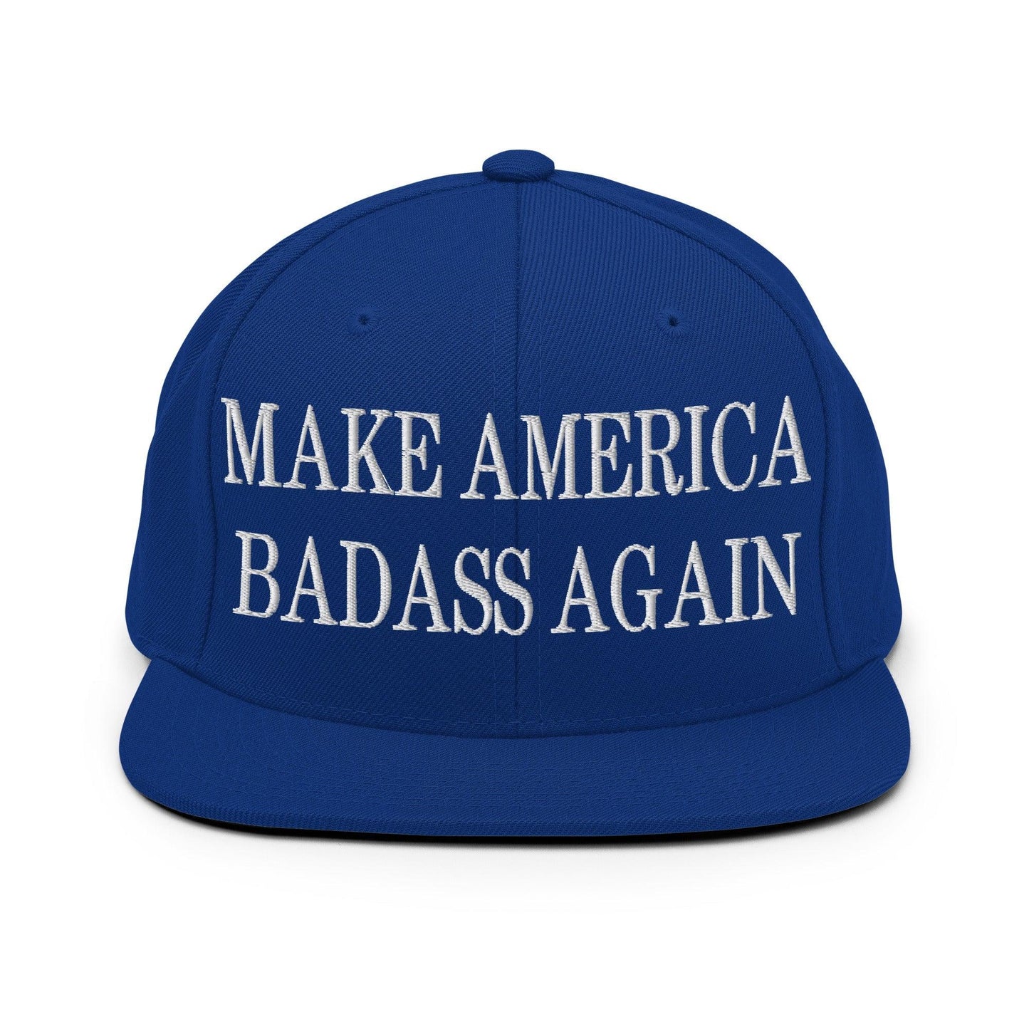 Make America Badass Again Embroidered Flat Bill Brim Snapback Hat - Royal Blue