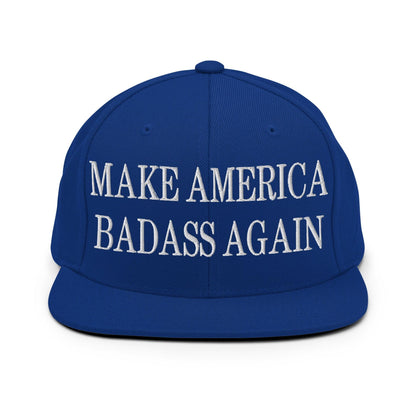 Make America Badass Again Embroidered Flat Bill Brim Snapback Hat - Royal Blue