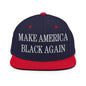 Make America Black Again Embroidered Flat Bill Brim Snapback Hat - Navy/ Red