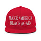 Make America Black Again Embroidered Flat Bill Brim Snapback Hat - Red