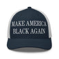 Make America Black Again Embroidered Mesh Trucker Hat - Navy/ White
