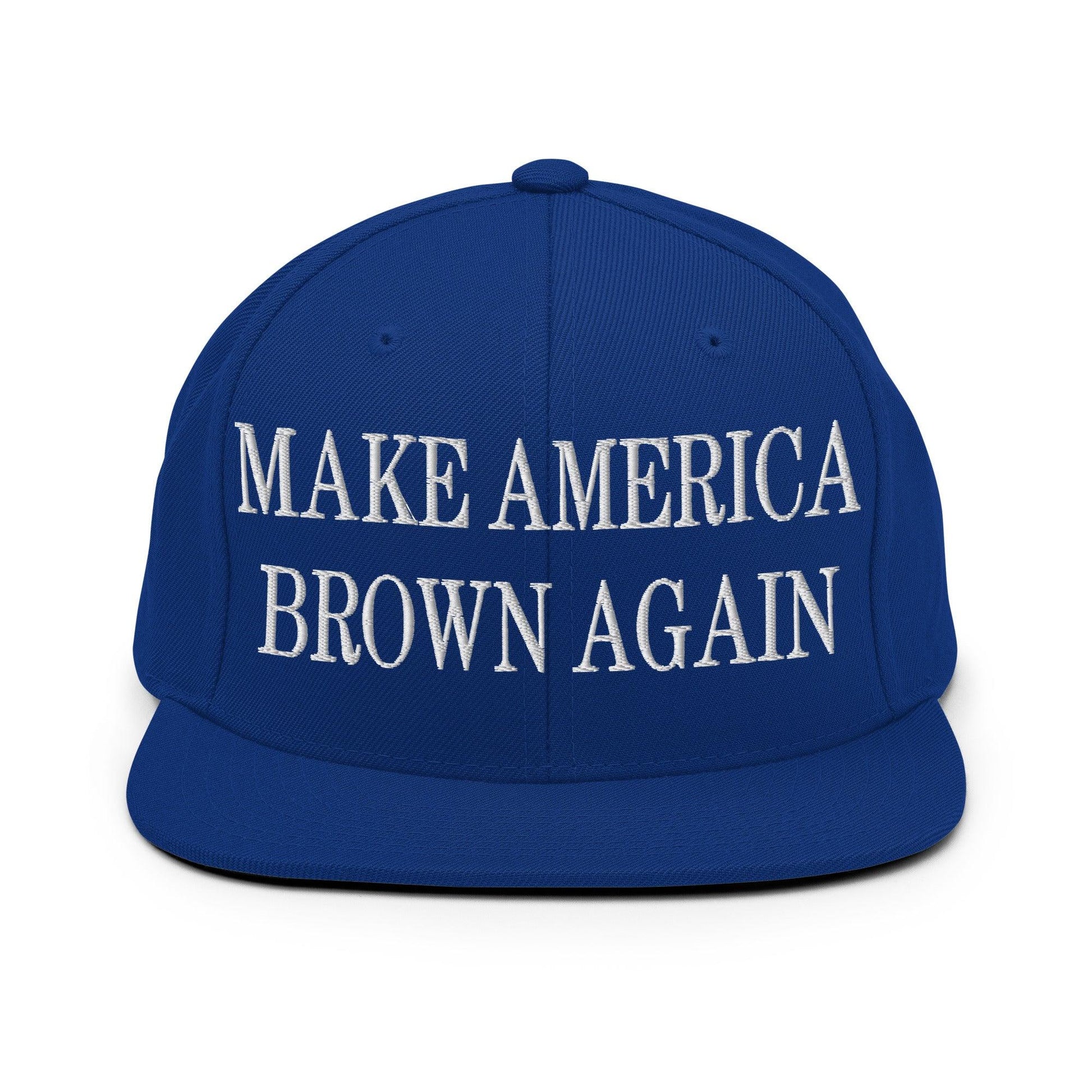 Make America Brown Again Embroidered Flat Bill Brim Snapback Hat - Royal Blue