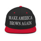 Make America Brown Again Embroidered Flat Bill Brim Snapback Hat - Black/ Red