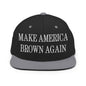 Make America Brown Again Embroidered Flat Bill Brim Snapback Hat - Black/ Silver