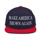 Make America Brown Again Embroidered Flat Bill Brim Snapback Hat - Navy/ Red