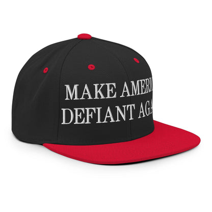 Make America Defiant Again Embroidered Flat Bill Brim Snapback Hat