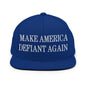 Make America Defiant Again Embroidered Flat Bill Brim Snapback Hat - Royal Blue