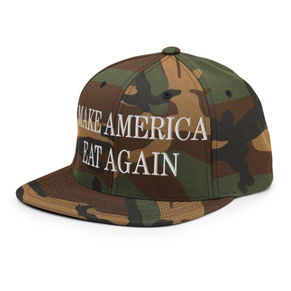 Make America Eat Again Embroidered Flat Bill Brim Snapback Hat