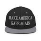 Make America Gape Again Embroidered Flat Bill Brim Snapback Hat - Black/ Silver